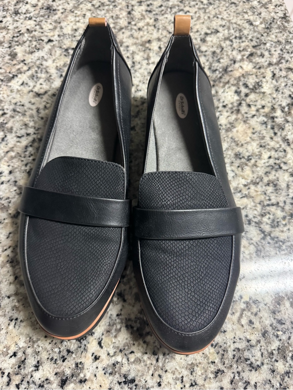 Dr. Scholl’s Webster Women’s Black Loafers Slip-On Lug Sole Comfort Shoes 10W